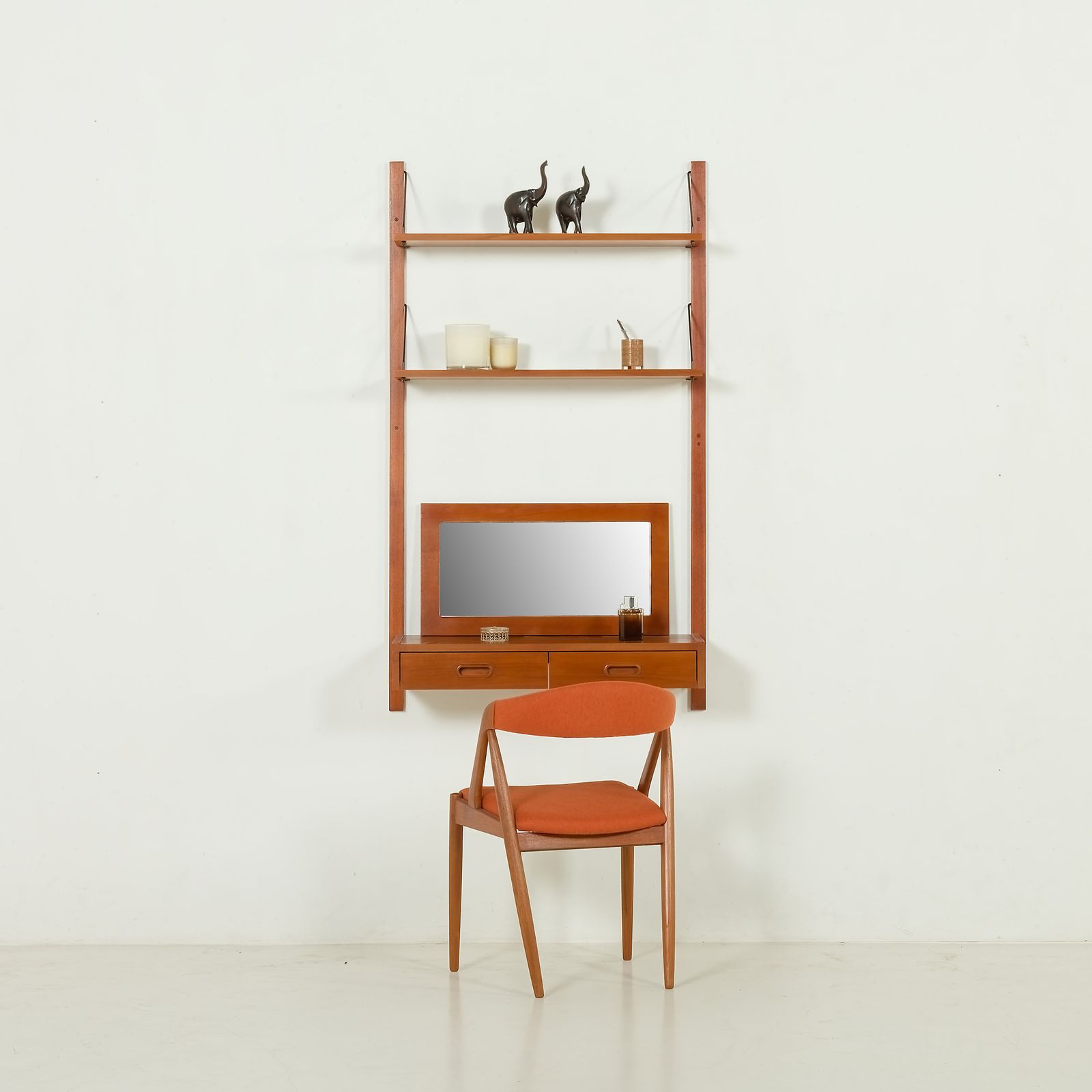 Scandinavian Mid Century Wall Unit With A Console And A Mirror, Denmark, 1970s photo Furniture