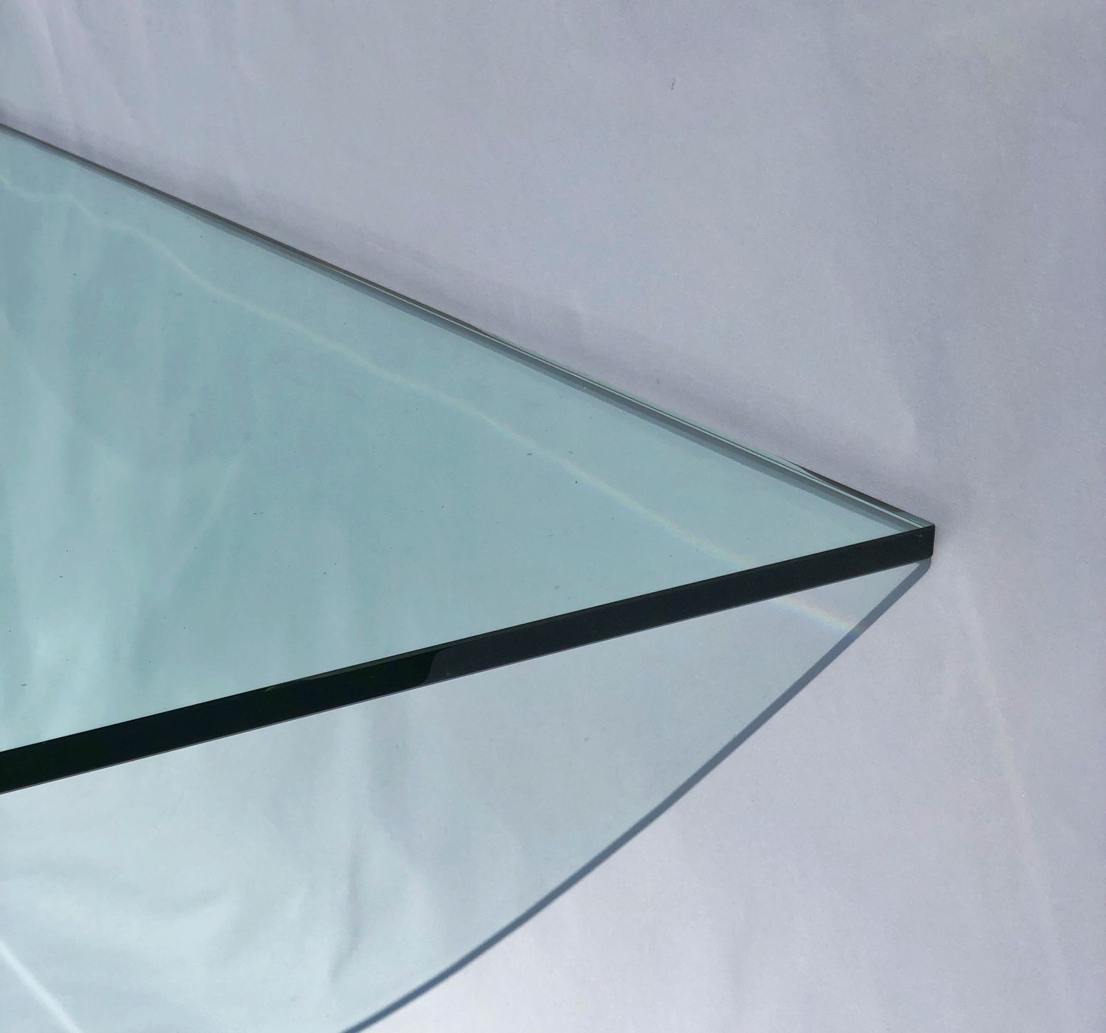 photo for sale Contemporary Square Glass Coffee Table With Polished Chrome Pedestal –  Modern Design 90cm