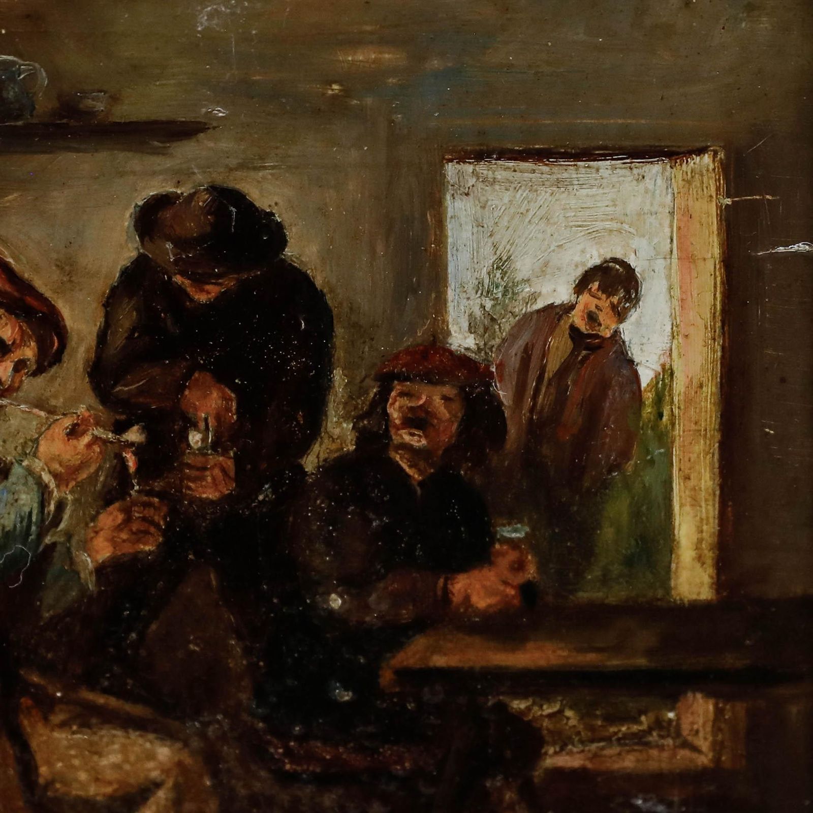 After Adriaen Brouwer   19th Century Oil, Smoking Scene (The Sense Of Taste) photo vinterior