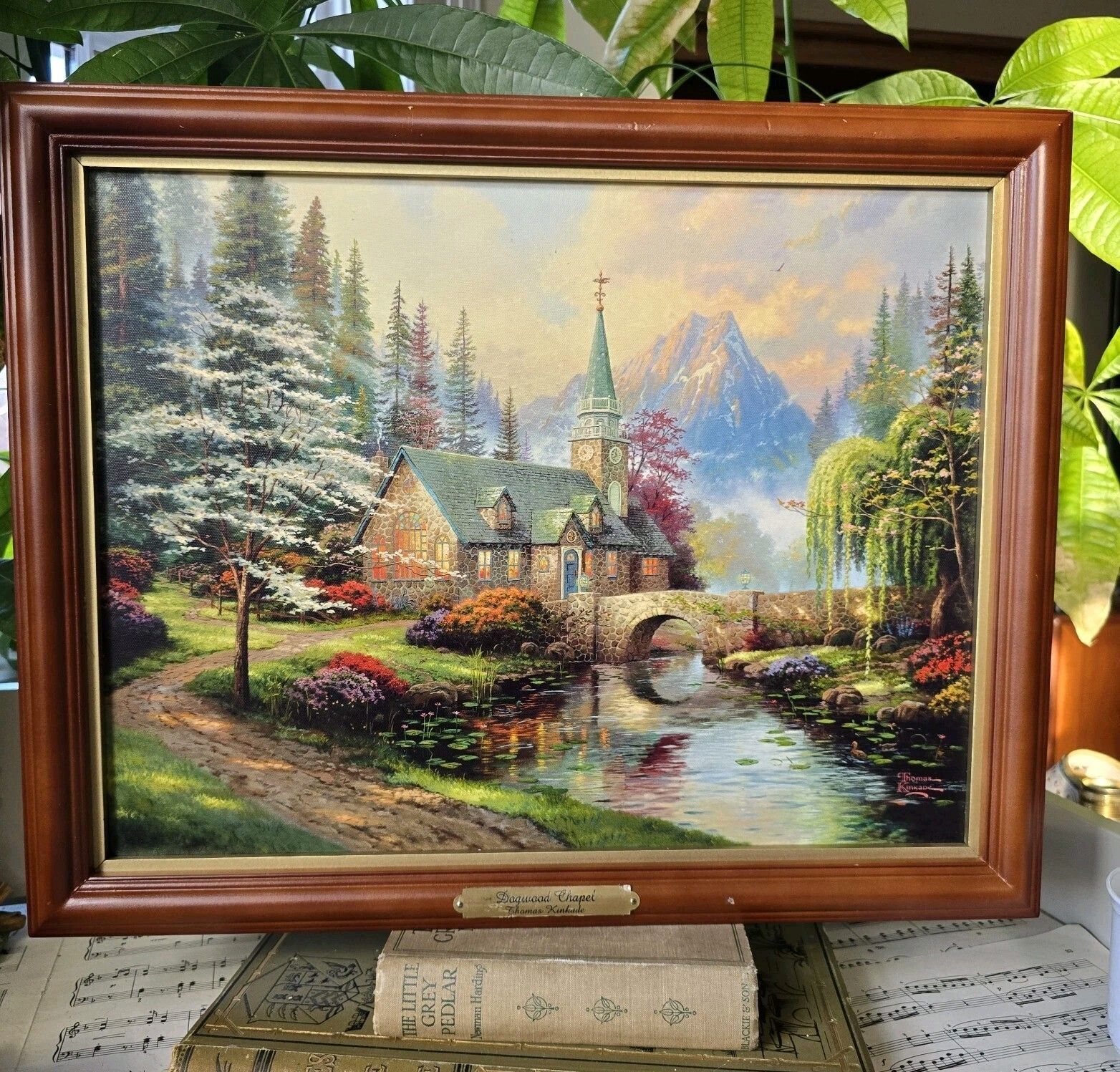 Thomas Kinkade Limited Edition Dogwood Chapel Illuminating Canvas Print Rare