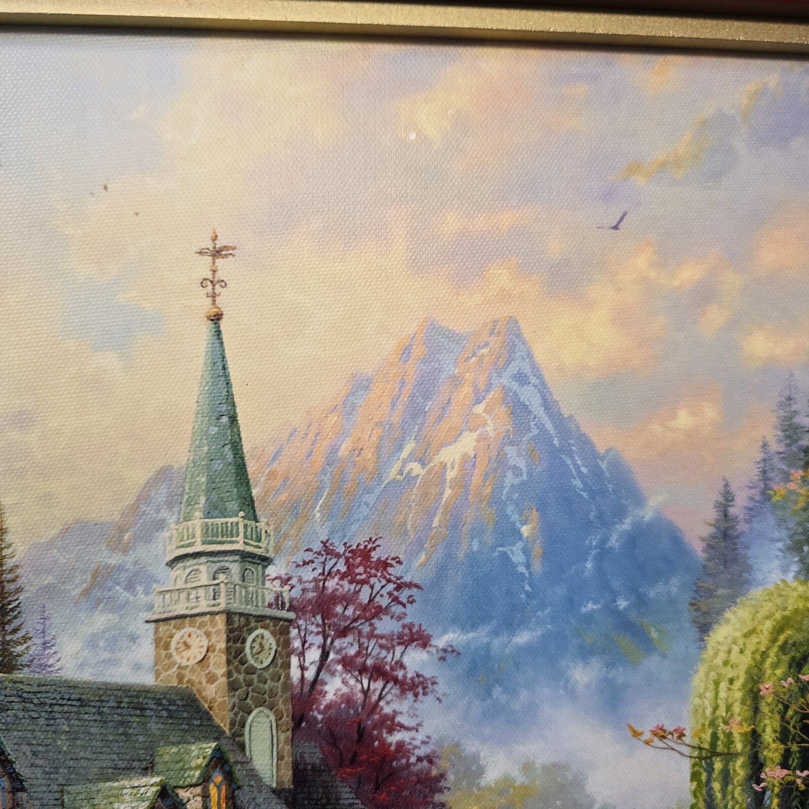 Thomas Kinkade Limited Edition Dogwood Chapel Illuminating Canvas Print Rare photo for sale