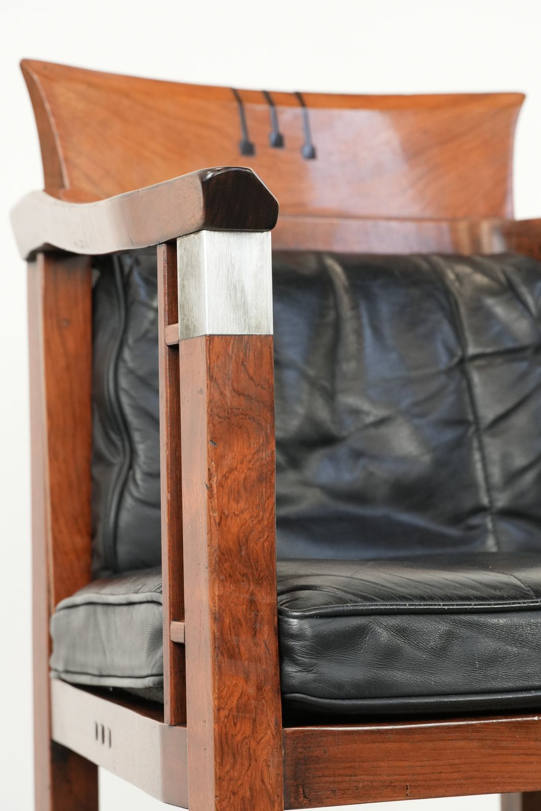 photo buy Set Van 2 Art Deco Eetkamerstoelen / Gelegenheidsstoelen Met Armleuningen – Zwart Leer – Schuitema Decoforma Serie