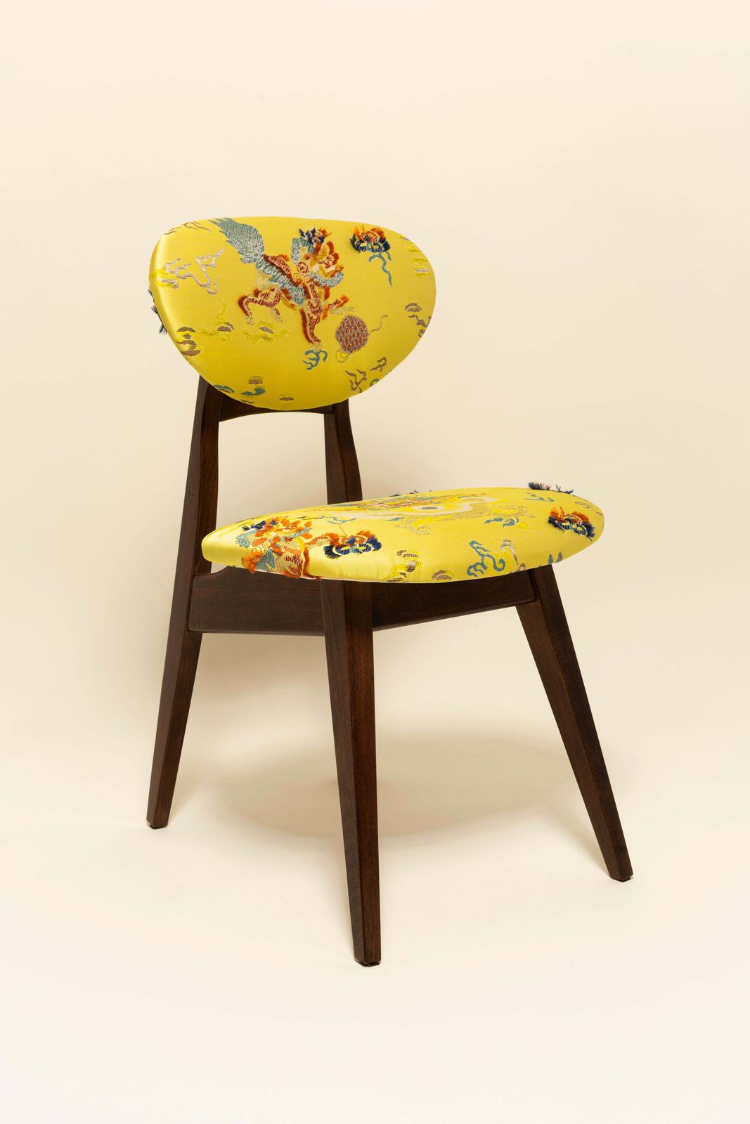 Mid Century Mushroom Chair, Yellow Jacquard, Dedar, By J. Kedziorek, 1960s photo for sale