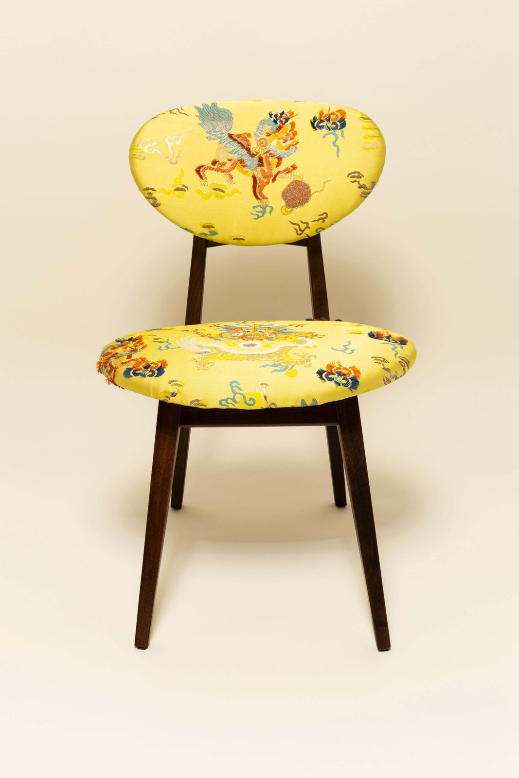 Mid Century Mushroom Chair, Yellow Jacquard, Dedar, By J. Kedziorek, 1960s photo 1021.0