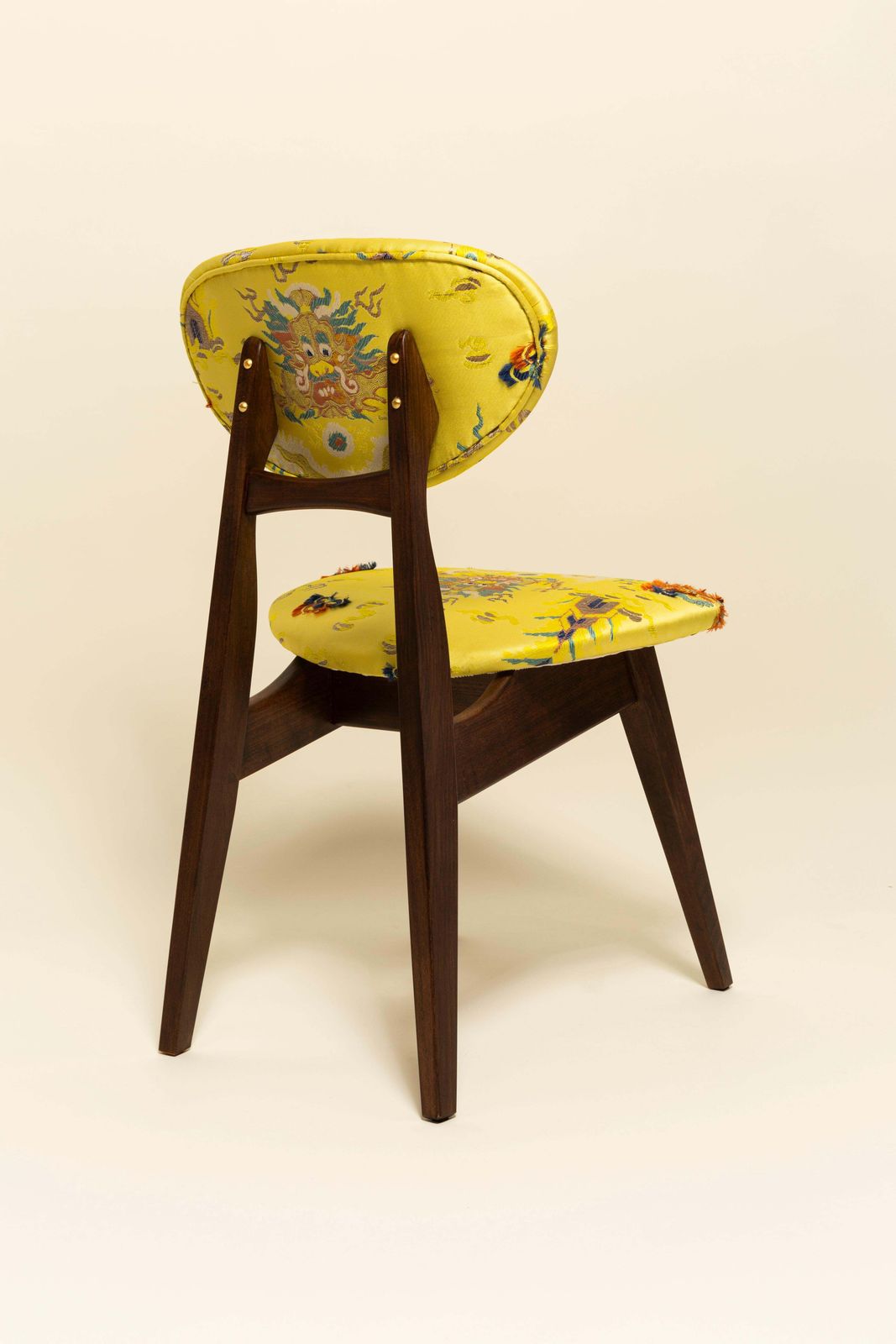 Mid Century Mushroom Chair, Geel Jacquard, Dedar, Naar Ontwerp Van J. Kedziorek, Jaren 1960 photo vintage