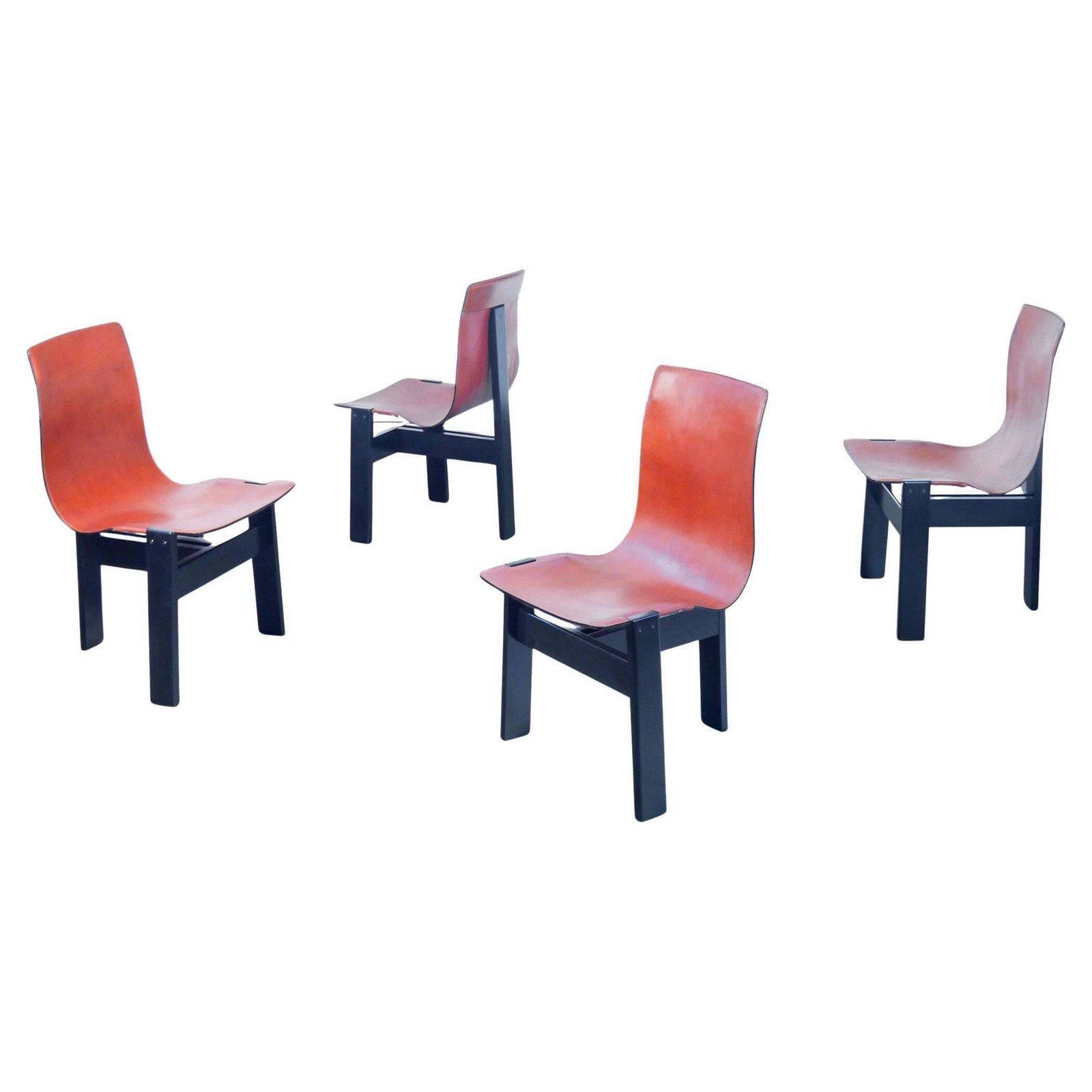 Set Of Four "Tre 3" Chairs Designed By Angelo Mangiarotti For Skipper. 1970s