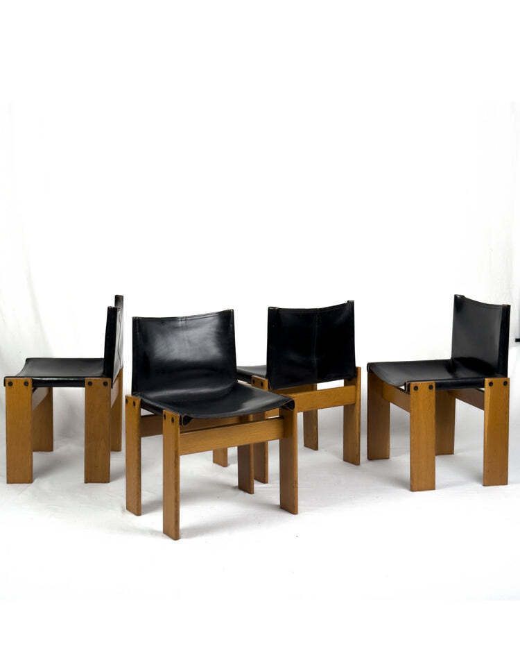 Set Of 4 Monk Dining Chairs By Afra & Tobia Scarpa For Molteni, 1970s