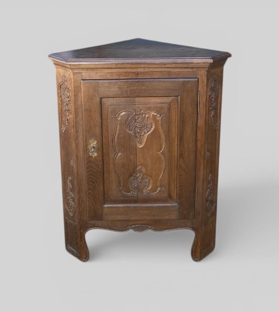 Late 19th Century French Oak Provincial Corner Cupboard
