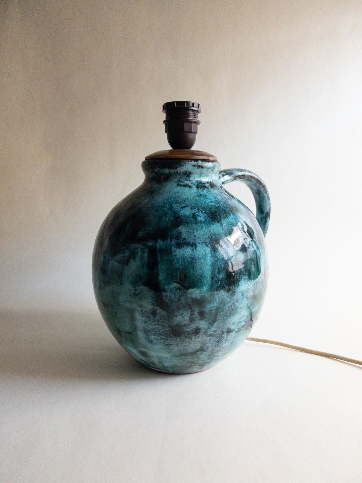 Gustav Spörri Ceramic Table Lamp Base, Swiss Mid Century Pottery photo vintage