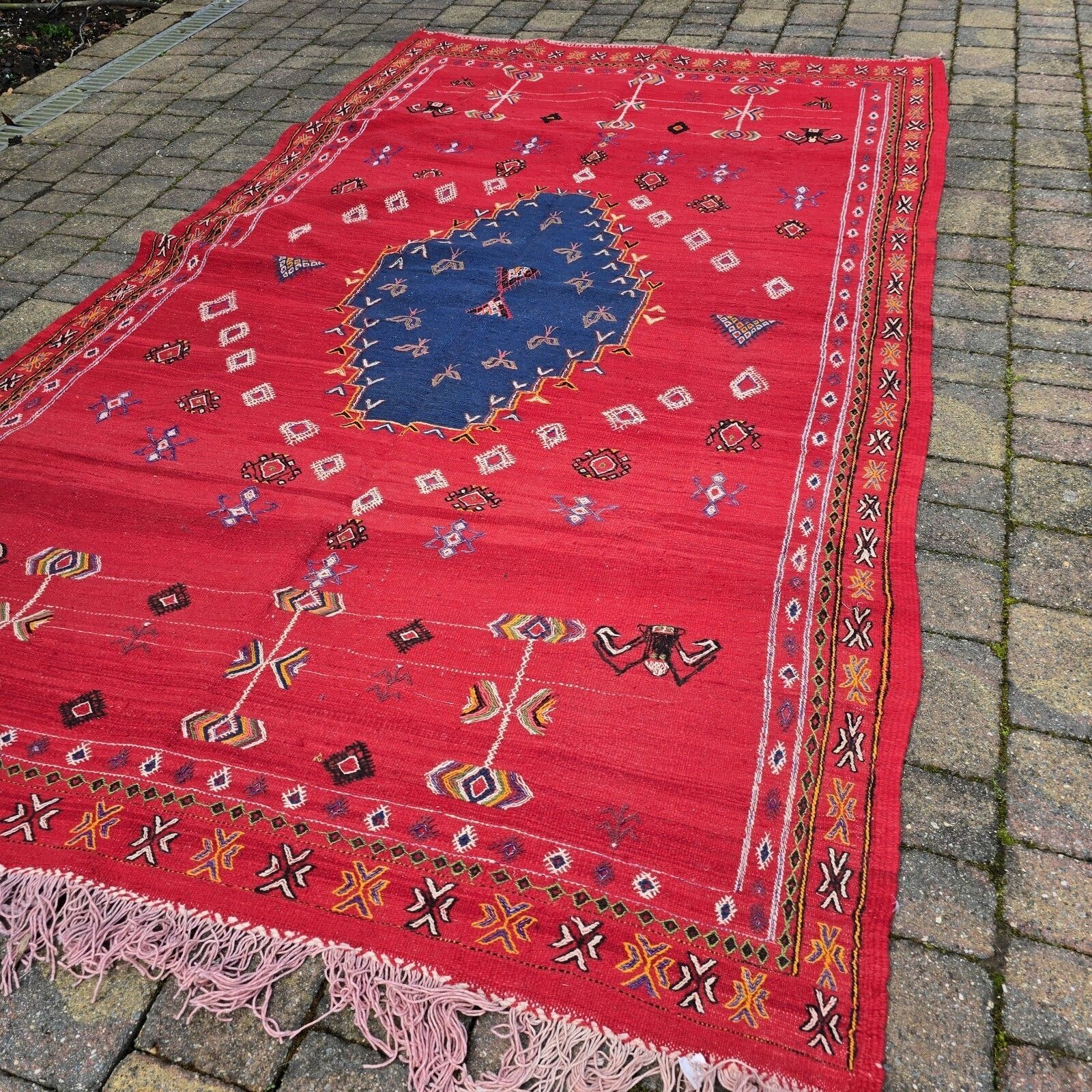 Vintage Berber Rug Wool Kilim Carpet Red Trafitional Oriental Handmade 156x263cm photo furniture