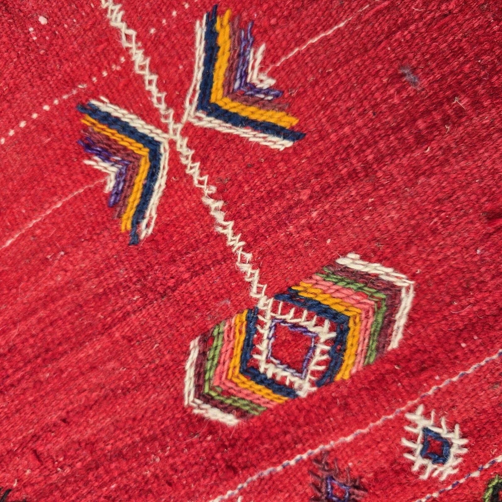 Vintage Berber Rug Wool Kilim Carpet Red Trafitional Oriental Handmade 156x263cm photo vinterior