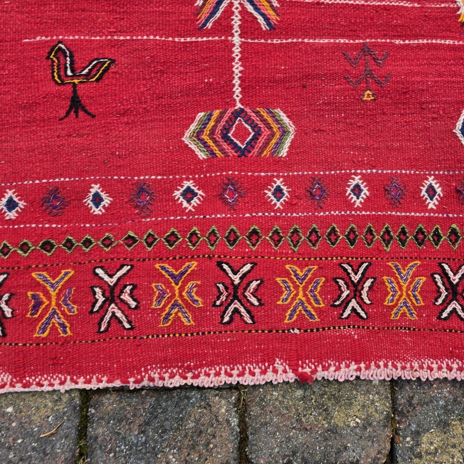 Textiles Vintage Berber Rug Wool Kilim Carpet Red Trafitional Oriental Handmade 156x263cm photo
