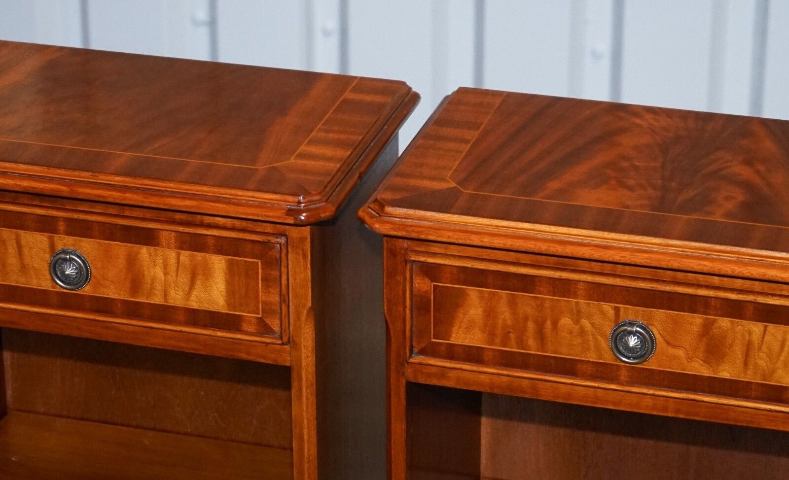 Vintage Pair Of Georgian Style Walnut Bedsides Nightstands Side Tables photo vintage