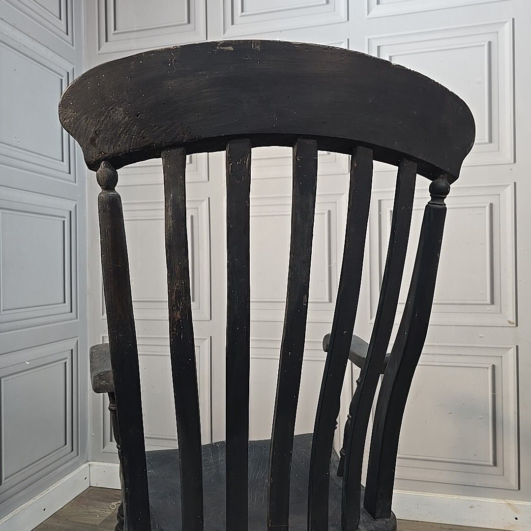 photo buy Antique Grandfather Armchair Painted Solid Wooden Lath Slat Back Windsor Chair