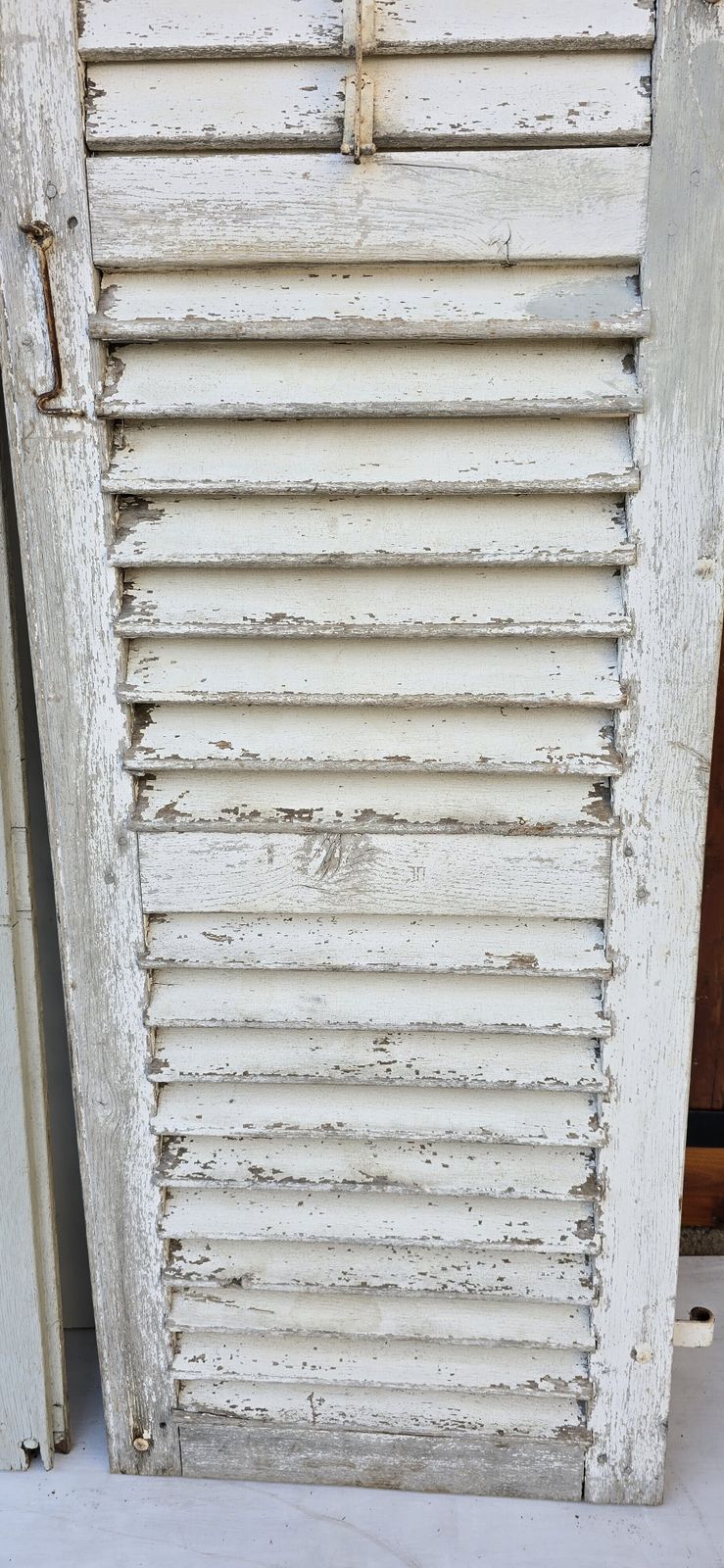 A Pair Of Tall Antique French Louvred Shutters photo for sale