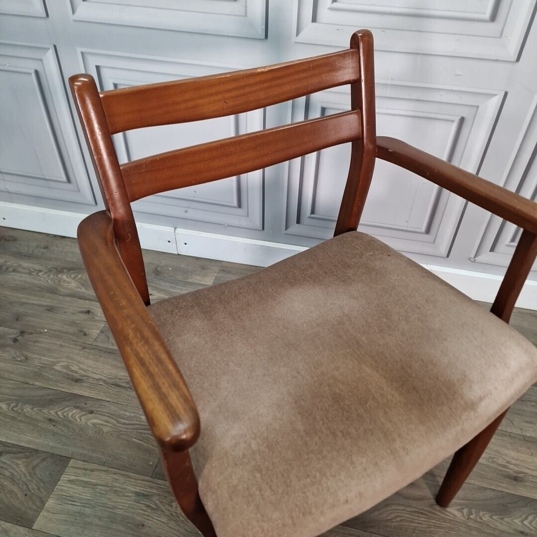 Retro Desk Arm Chair Vintage Mid Century Danish Style Dining Office Seat 1970s photo for sale
