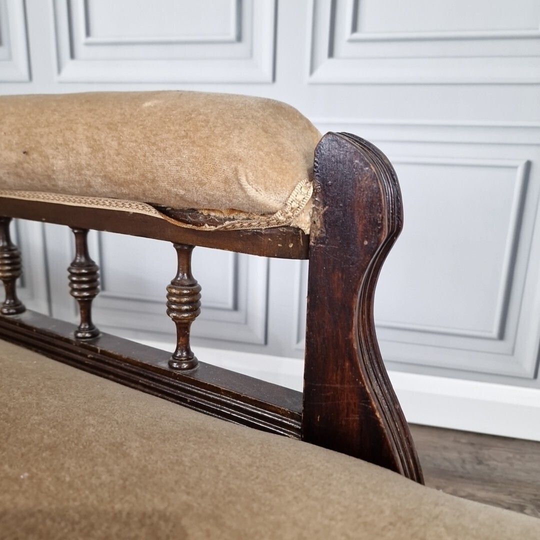 Antique Chaise Longue Carved Roll Rail Back Day Bed Seat Aesthetic Victorian photo buy