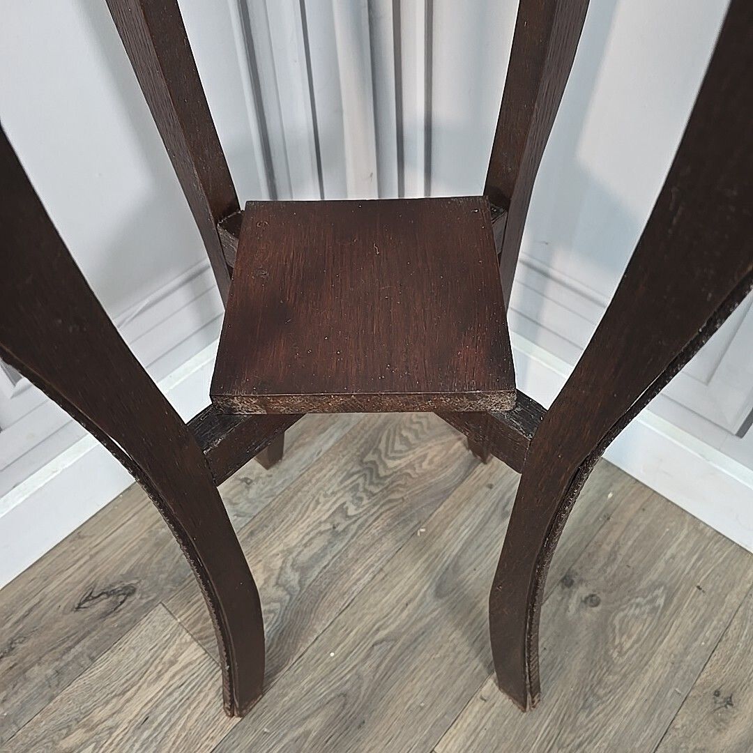 Antique Plant Stand Arts & Crafts Solid Oak – Tall Two Tier Display Wooden photo buy