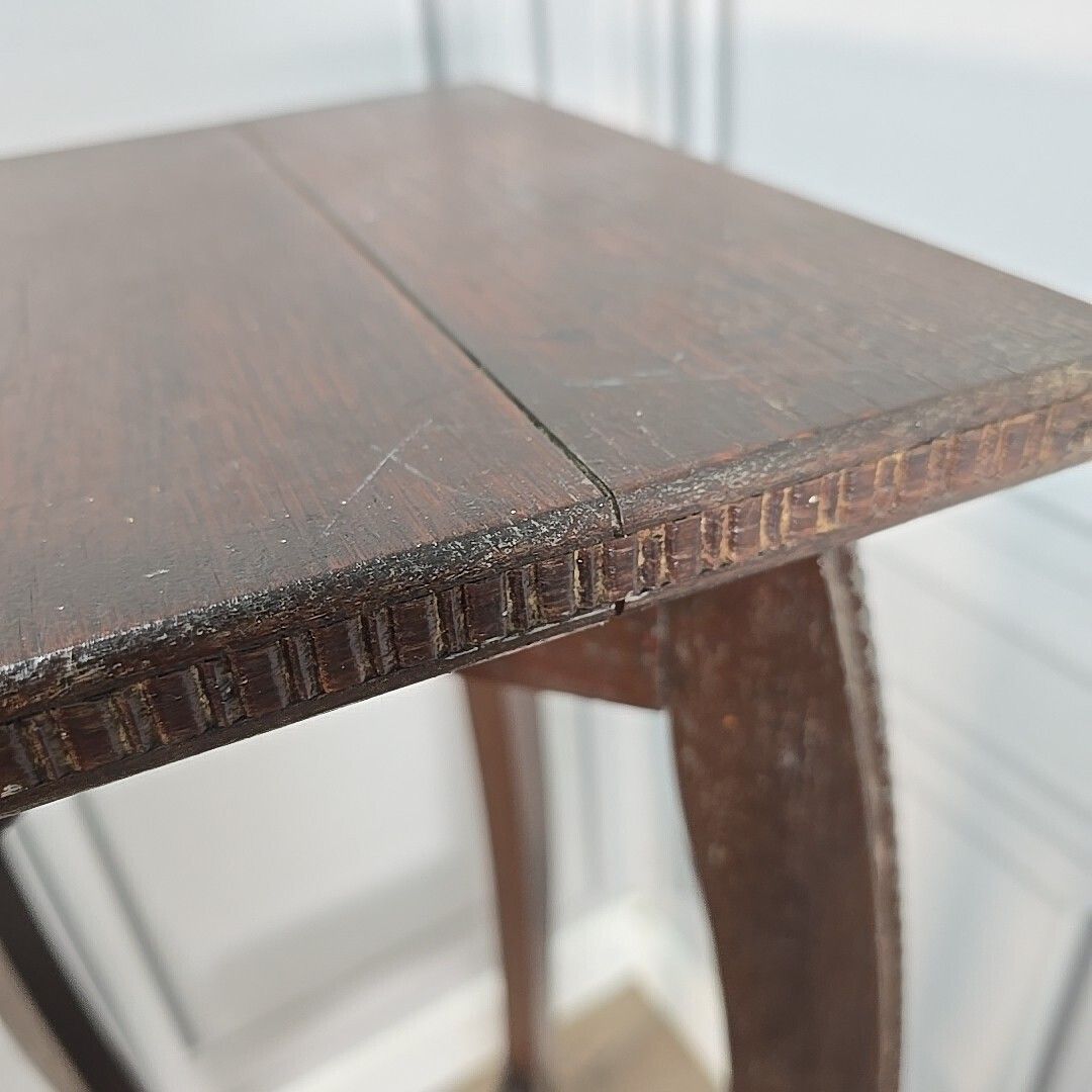 photo buy Antique Plant Stand Arts & Crafts Solid Oak – Tall Two Tier Display Wooden