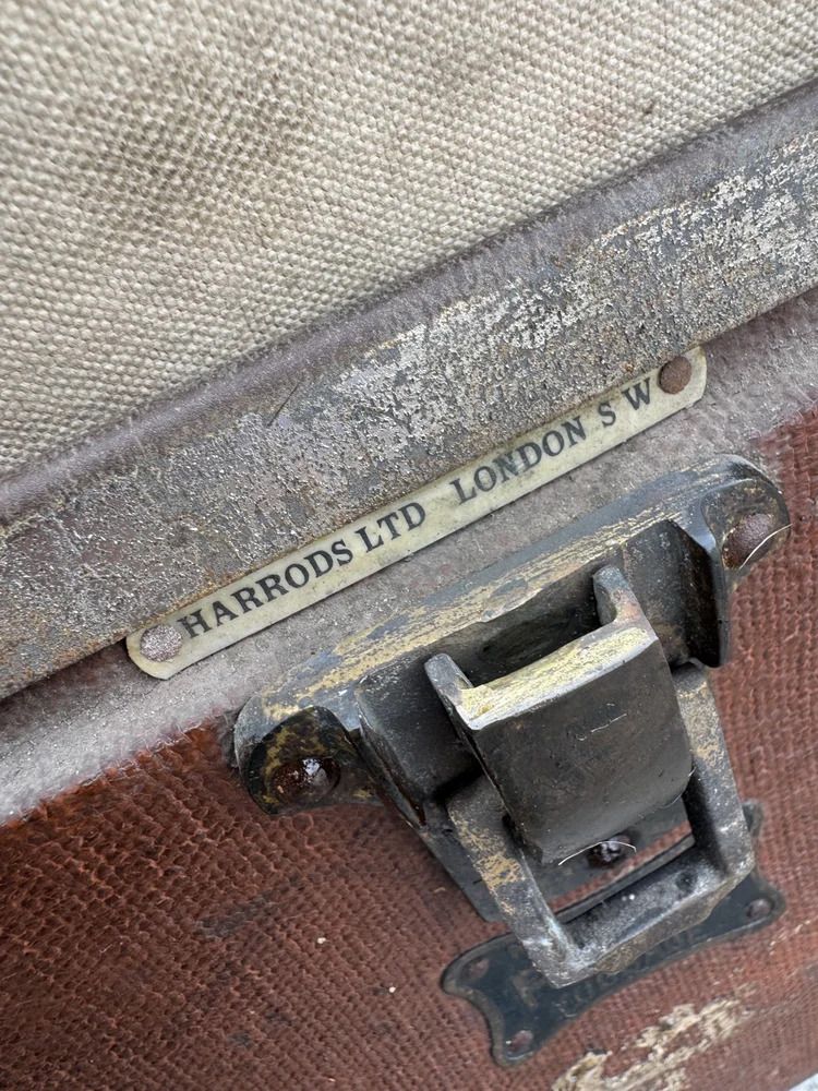 photo buy Early 20th Century Campaign Military Chest / Travel Trunk Pukka Luggage With Harrods Label