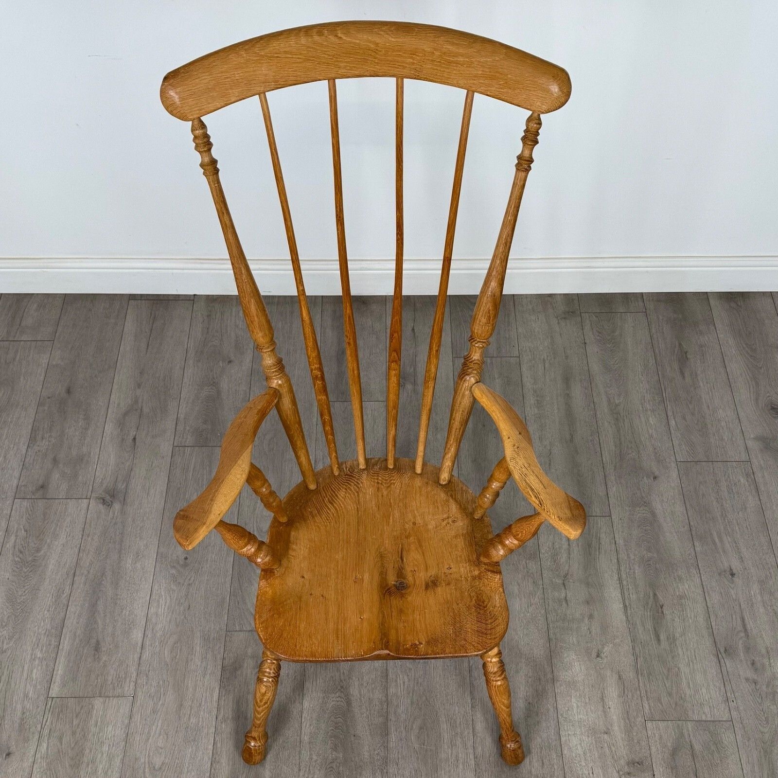 photo vinterior Antique 20th Century Farmhouse Windsor Armchair In Oak ( Af 5430 )