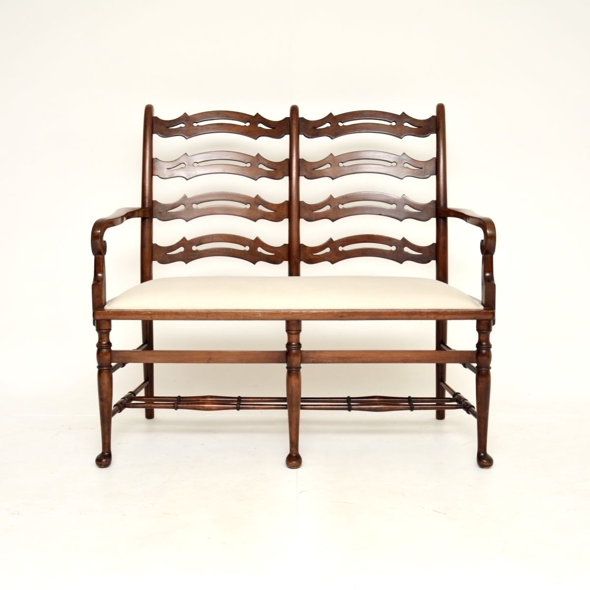 Antique Mahogany Ladderback Settee photo furniture