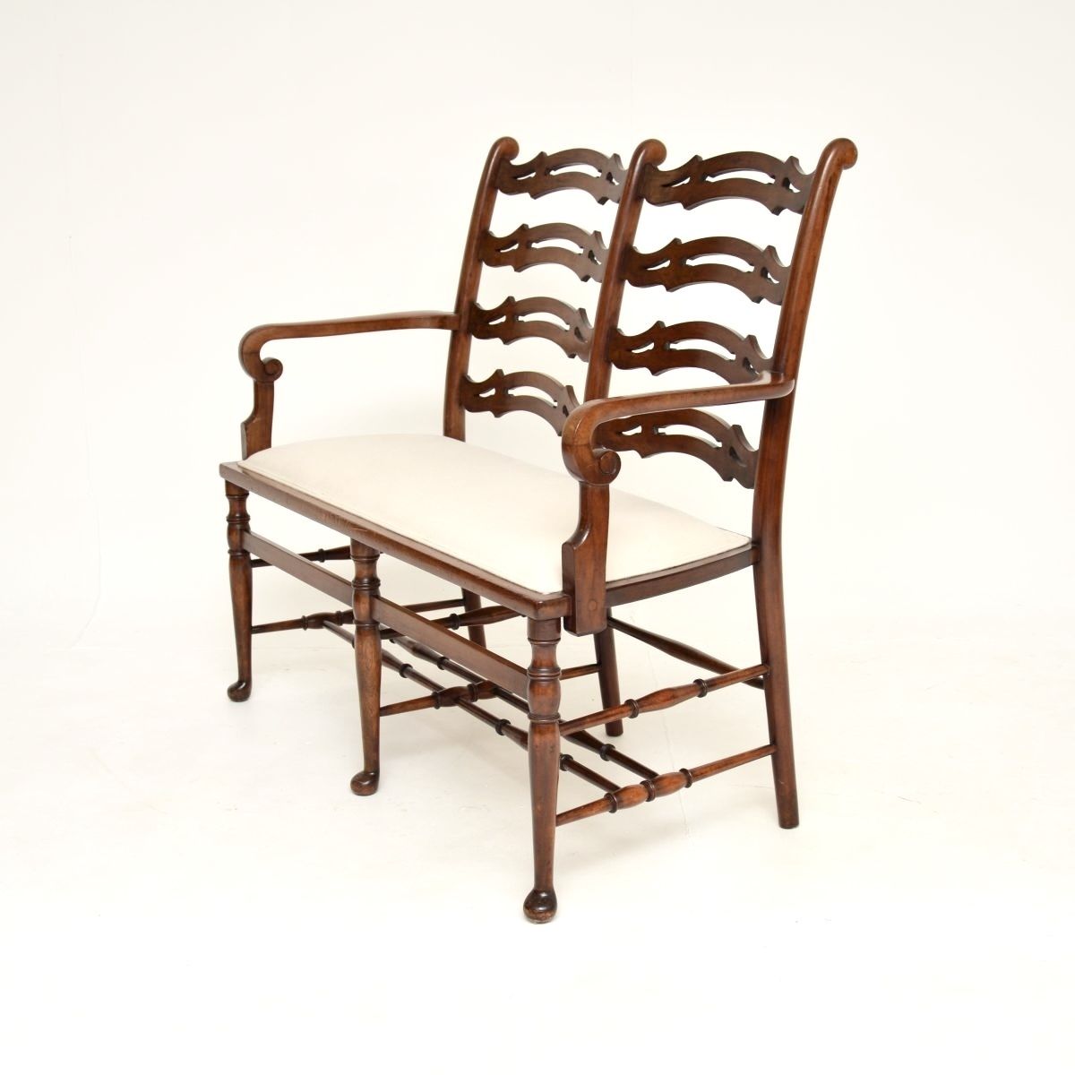 Antique Mahogany Ladderback Settee photo for sale