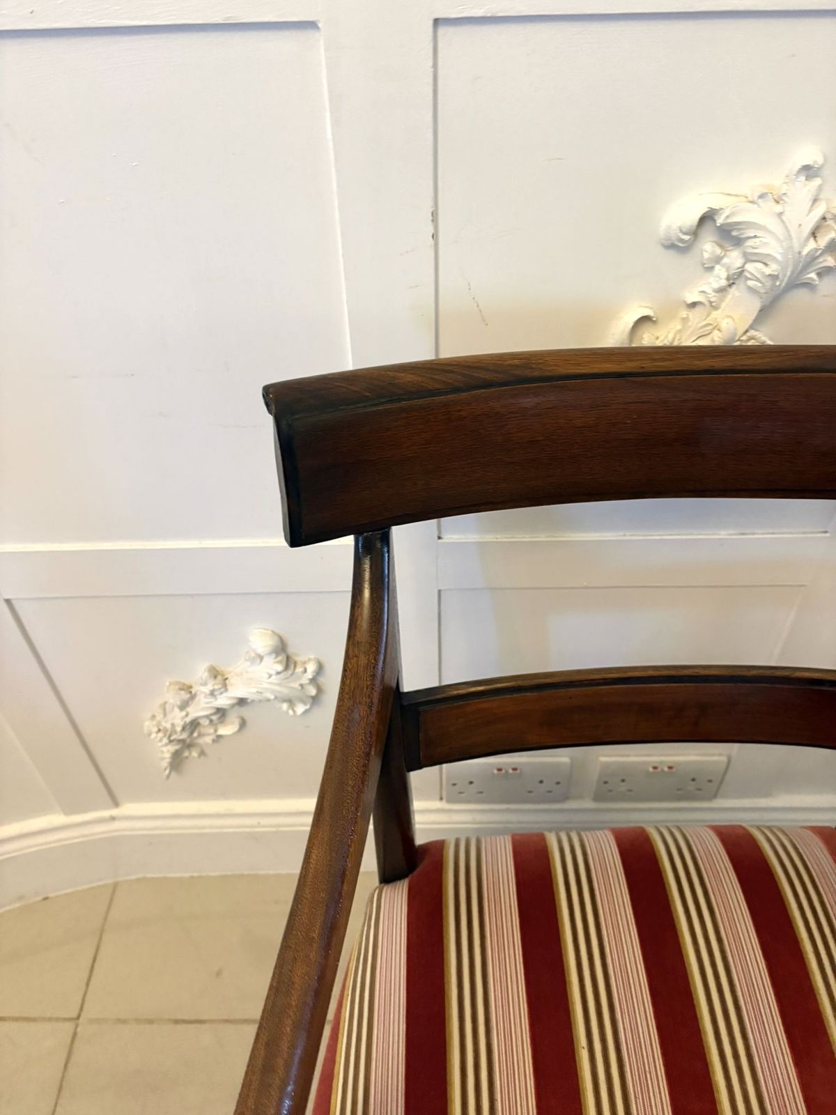 photo furniture Antique Mahogany Dining Chairs Set Of Eight Including Two Carvers Scroll Arms