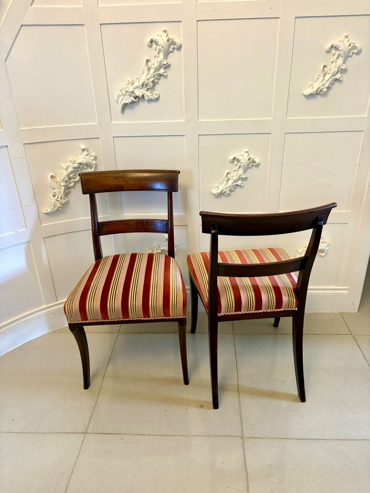photo buy Antique Mahogany Dining Chairs Set Of Eight Including Two Carvers Scroll Arms
