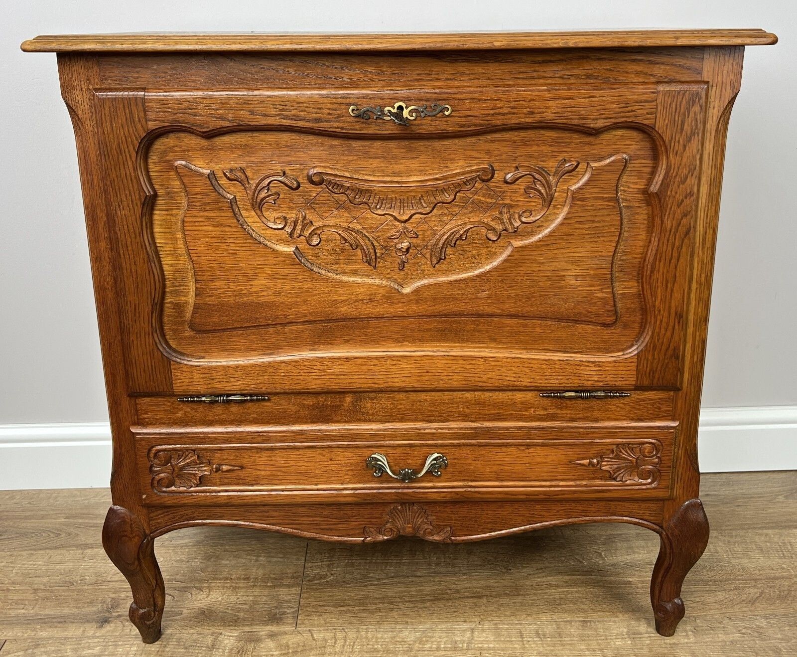 Cabinet Vintage French Louis XVI Style Oak Carved Storage Cupboard photo for sale
