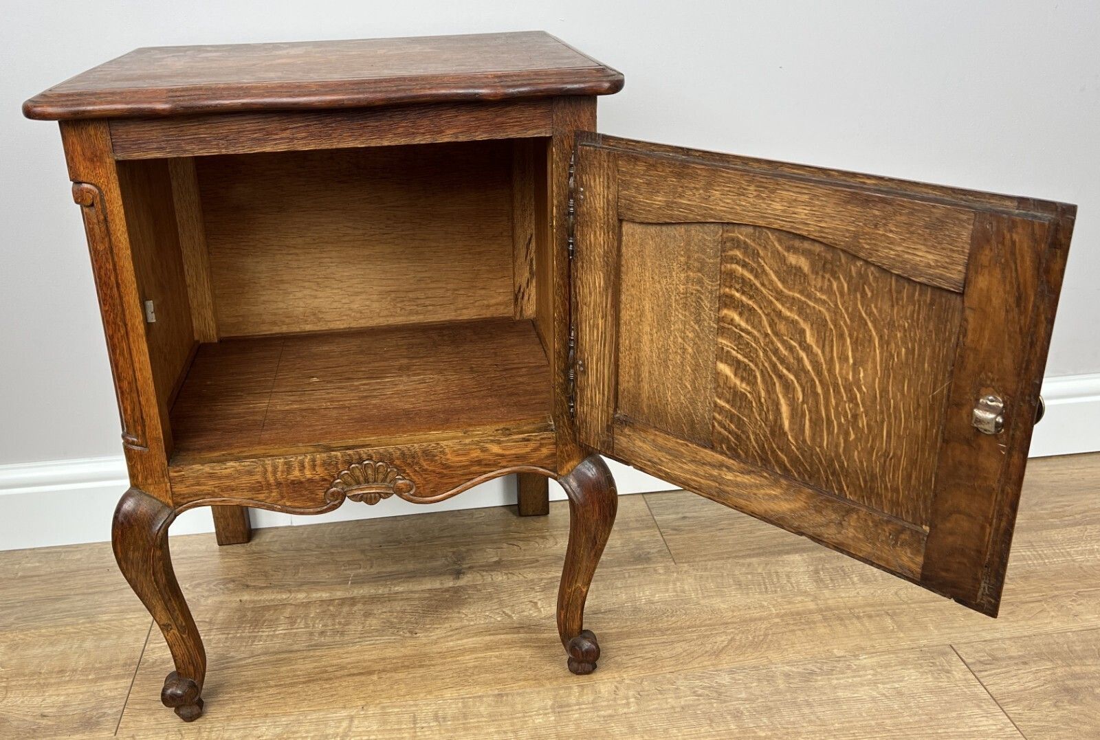 Furniture Pair Of Bedside Tables Vintage French Louis Oak Nightstands Cabinets photo