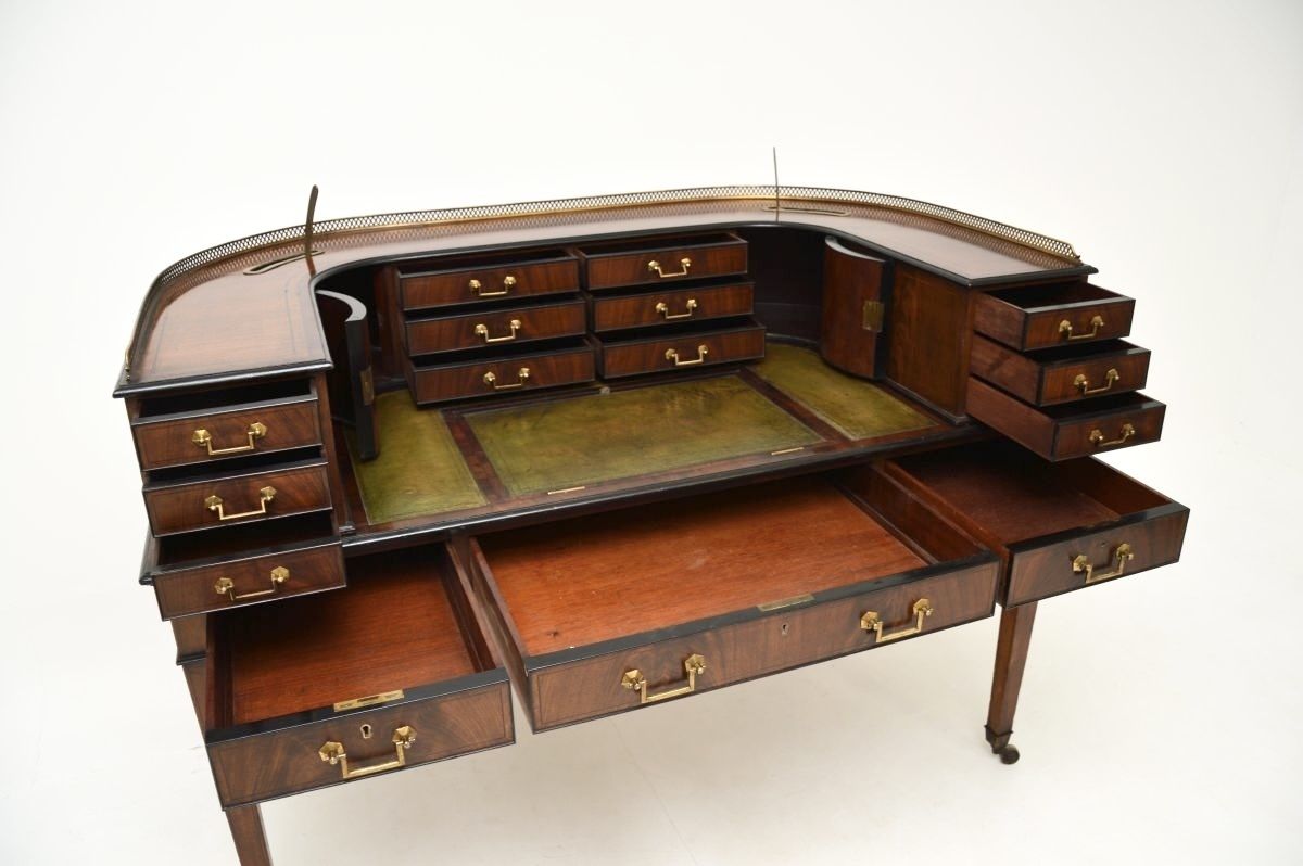 Antique Inlaid Mahogany Leather Top Carlton House Desk photo buy