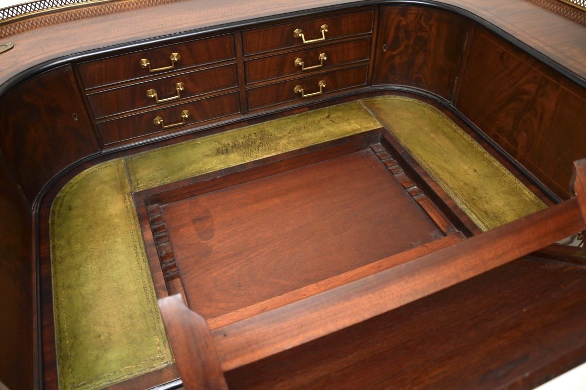 Furniture Antique Inlaid Mahogany Leather Top Carlton House Desk photo