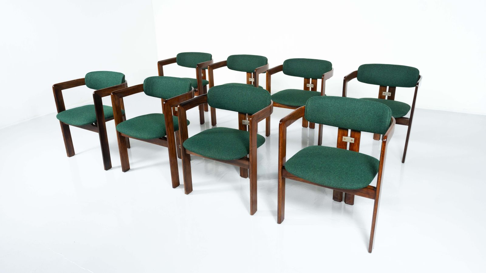 photo vintage Set Of 8 Pamplona Armchairs By Augusto Savini For Pozzi, Italy, 1960s