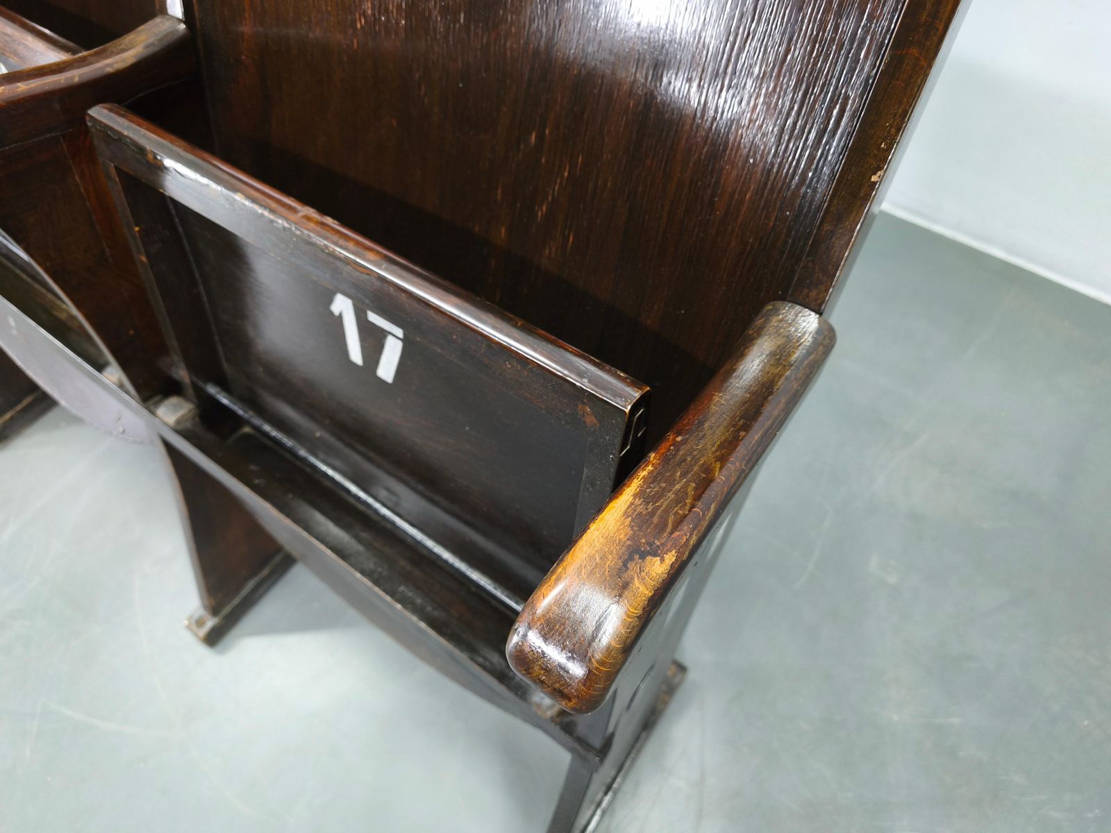 photo vinterior 1940s Thonet Cinema Double Seat, Beech Wood Theater Bench