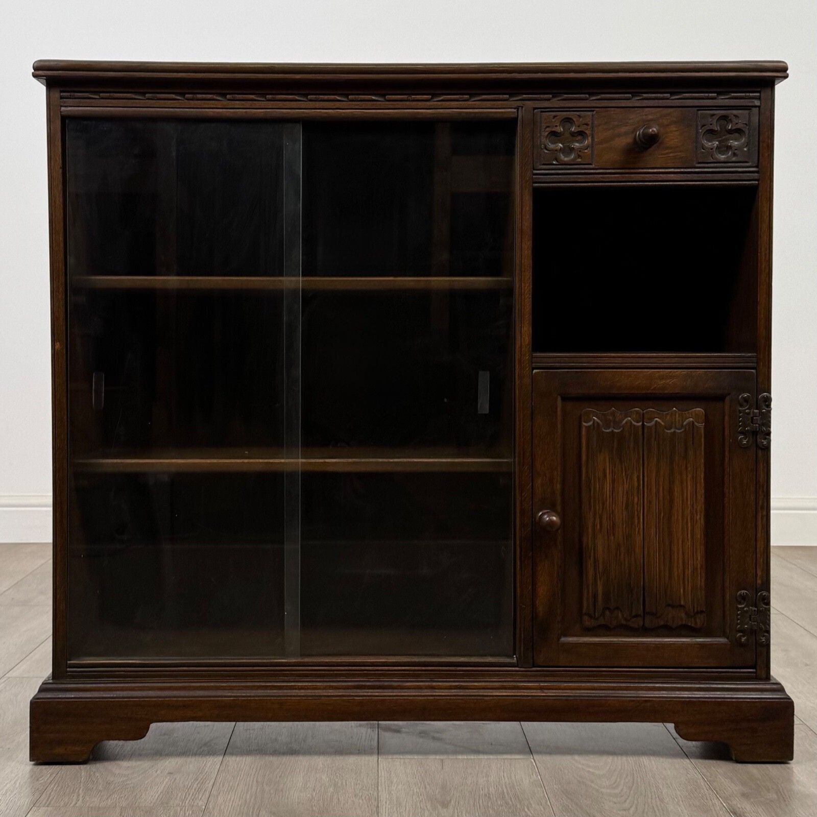 Antique 20th Century Small Linenfold Bookcase In Oak ( Af 5473 ) photo furniture