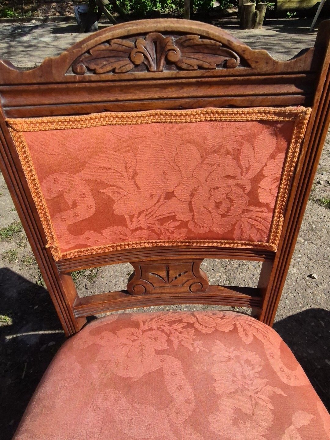 Furniture Pair Of Antique Walnut Low Side/Bedroom Chairs photo