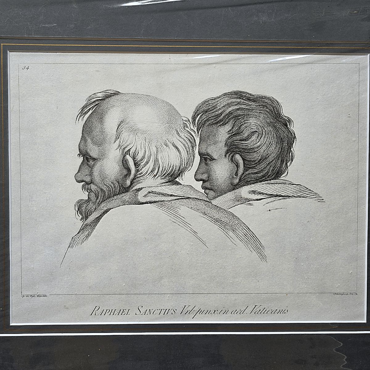 Antique Italian Engraving After Raphael Sanzio, Late 1700s photo furniture