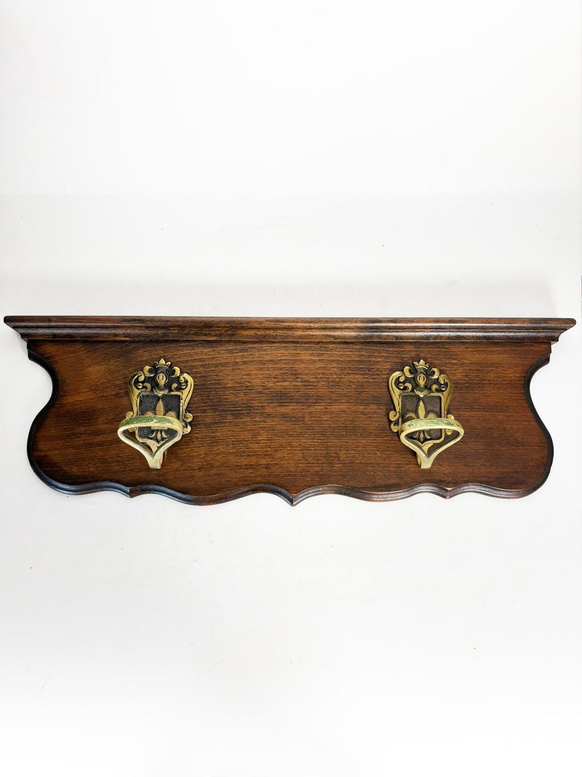 Wooden And Brass Coat Rack, France, 1950 photo furniture