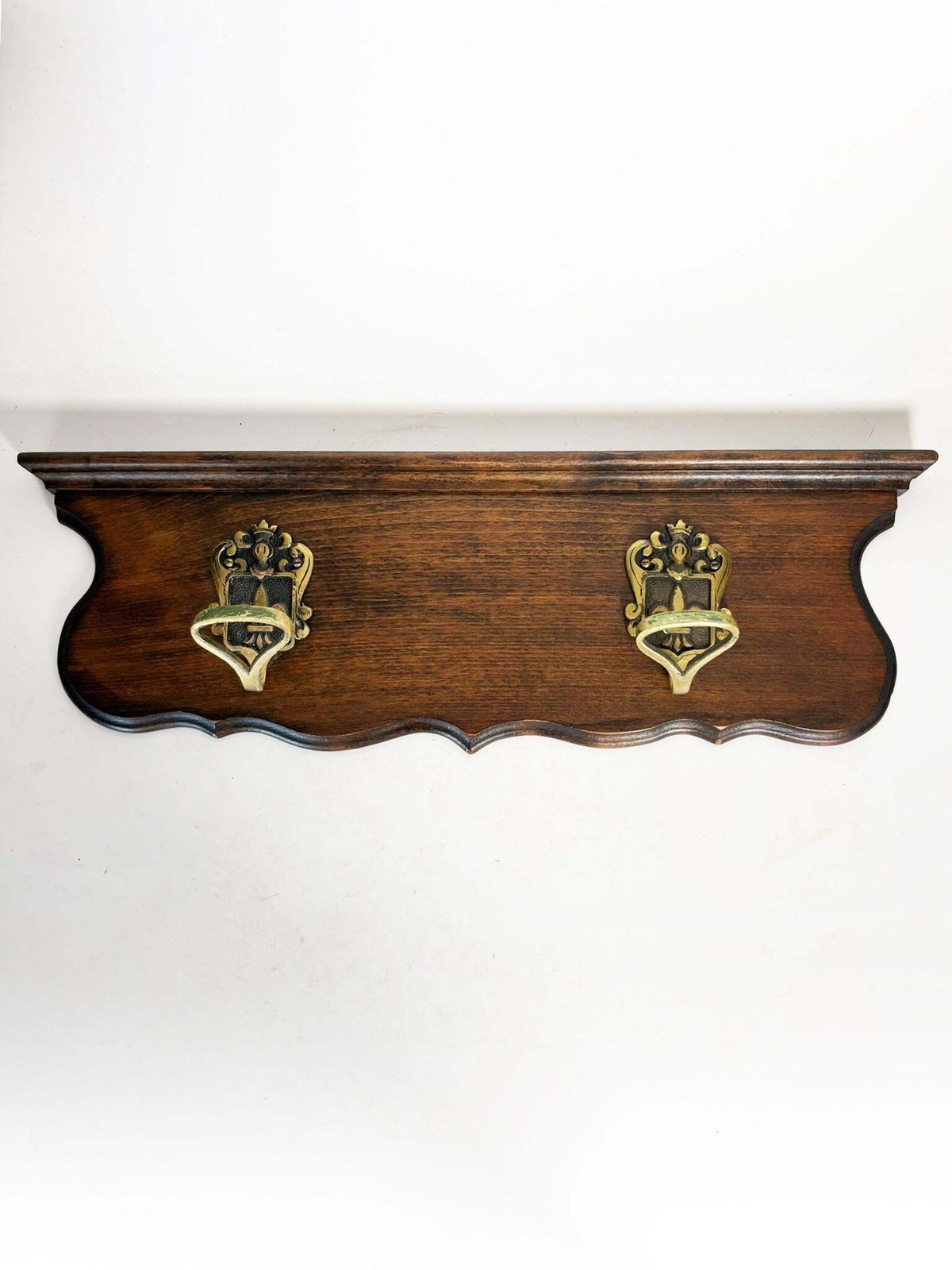 480.0 Wooden And Brass Coat Rack, France, 1950 photo