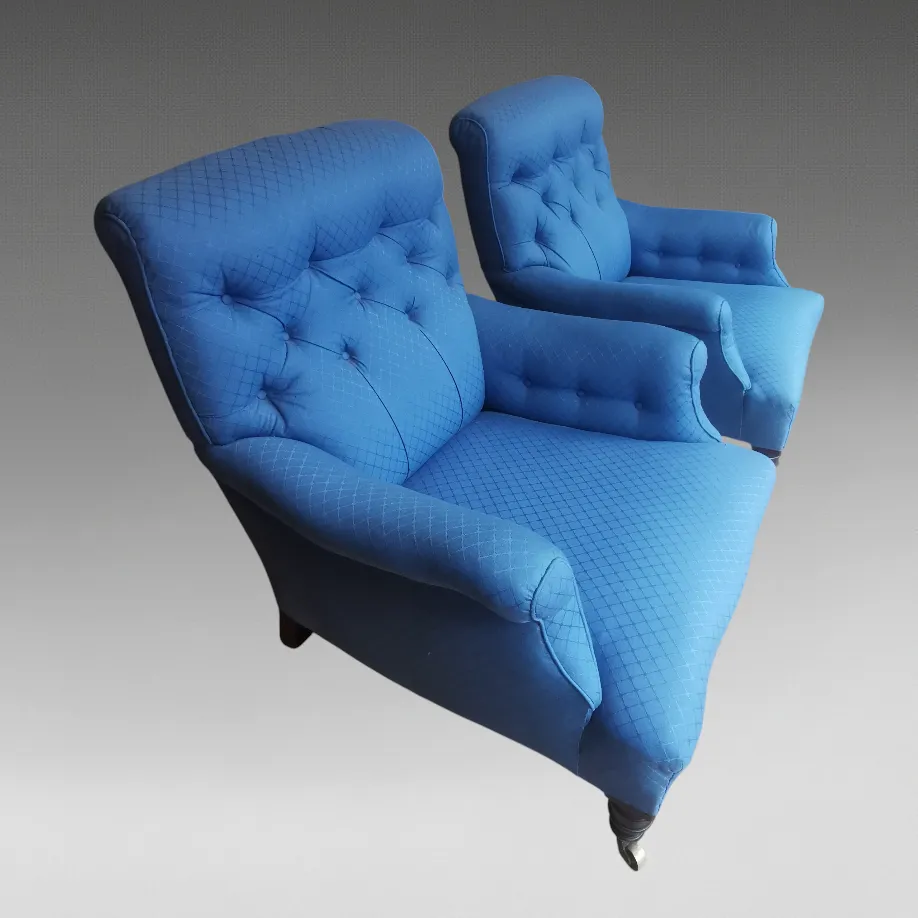 A Pair Of Late 19th Century Button Back ‘Howard’ Style Armchairs photo for sale