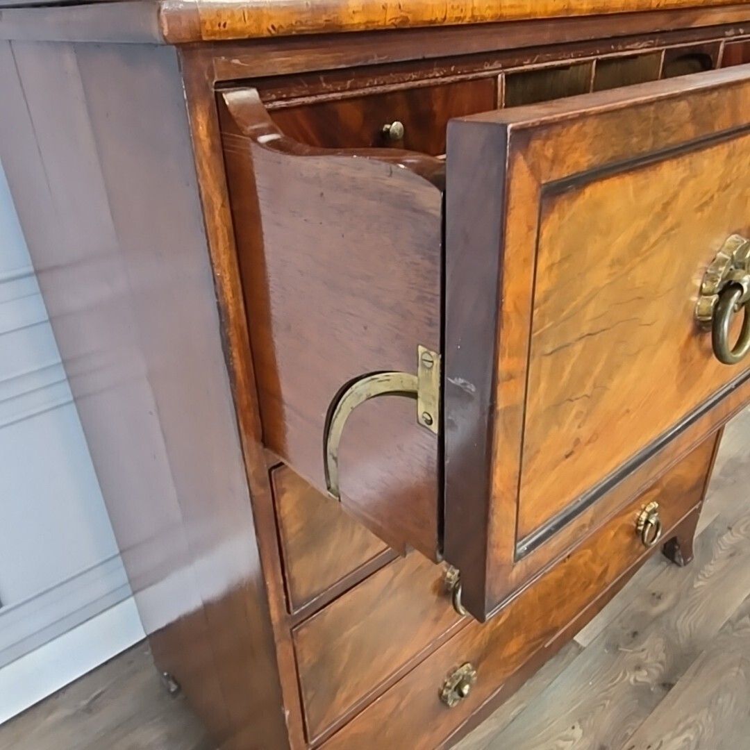 Antique Mahogany Library Bookcase Glazed Cabinet Secretaire Writing Desk Drawers photo for sale