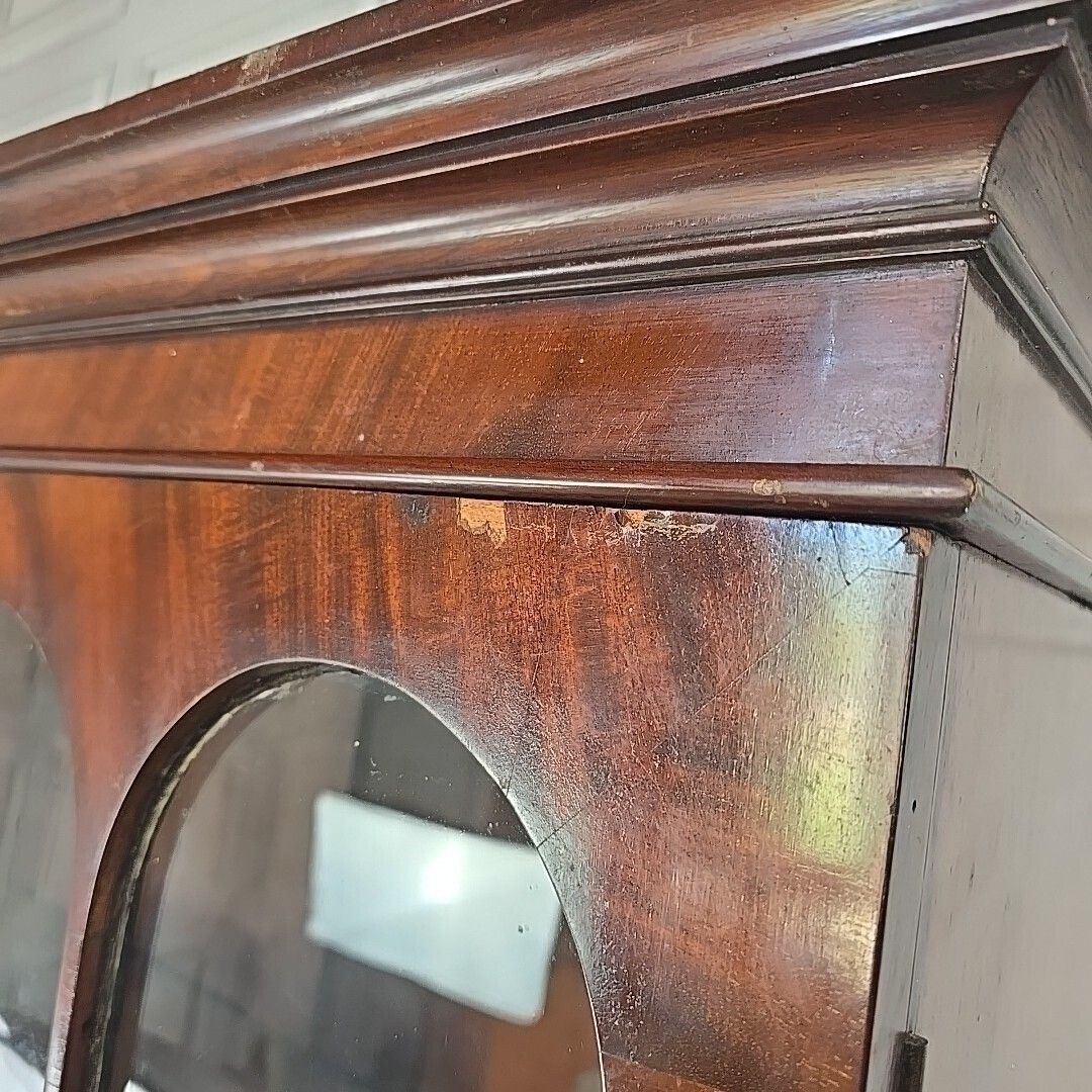 photo vinterior Antique Mahogany Library Bookcase Glazed Cabinet Secretaire Writing Desk Drawers