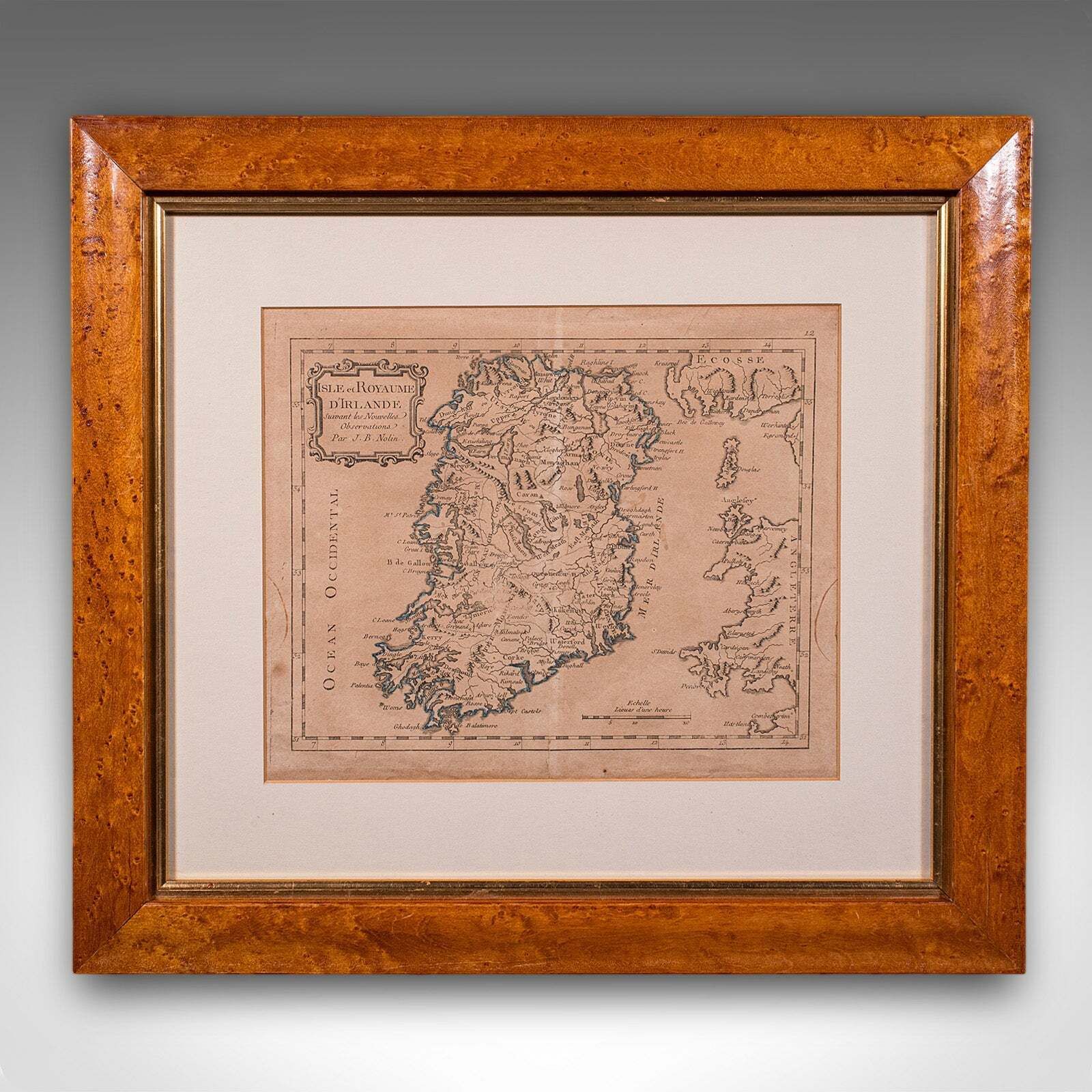 Antique Map Of Ireland, French, Framed Cartography, Eire, Georgian, Circa 1780 photo furniture