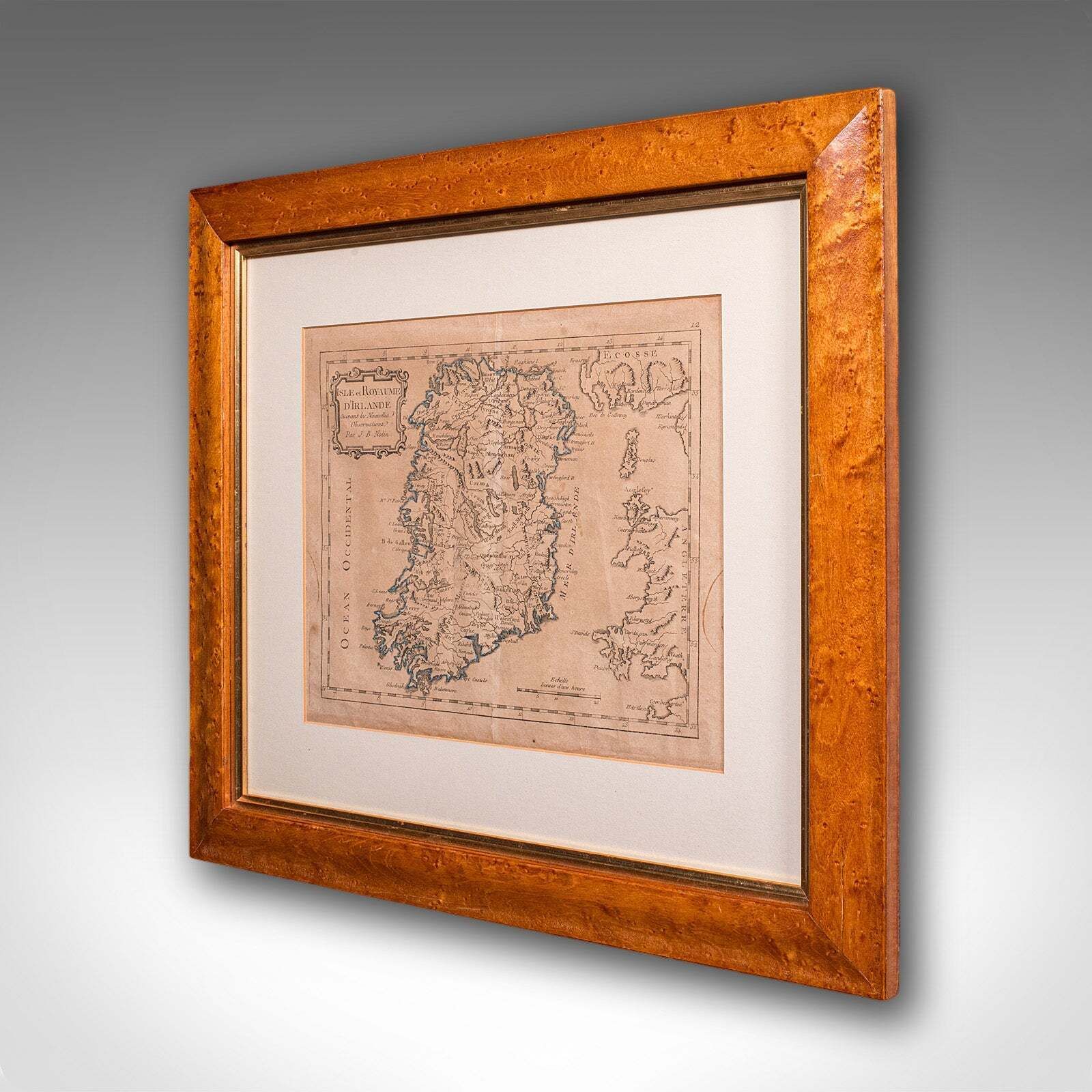 Antique Map Of Ireland, French, Framed Cartography, Eire, Georgian, Circa 1780 photo for sale