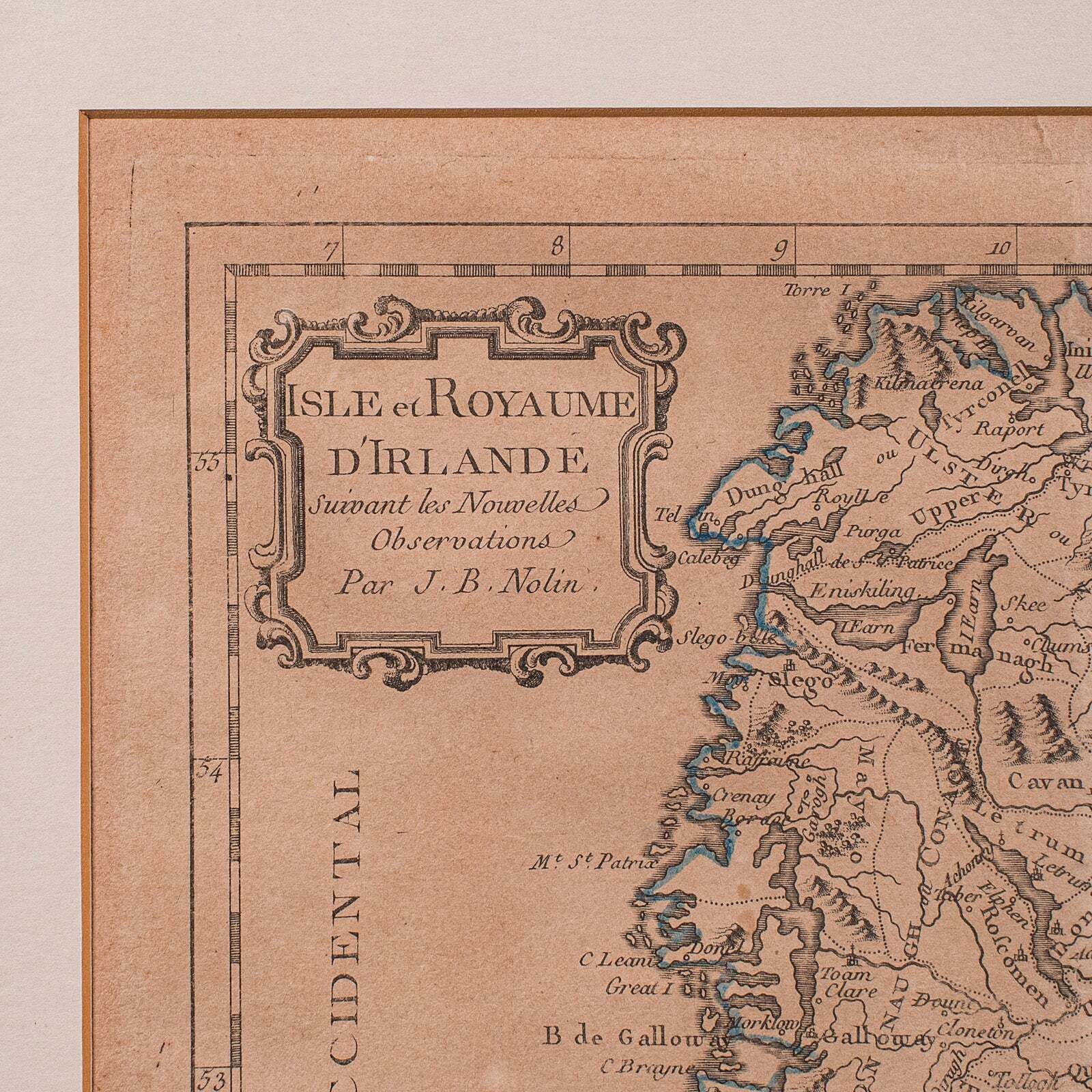 Antique Map Of Ireland, French, Framed Cartography, Eire, Georgian, Circa 1780 photo 912.0