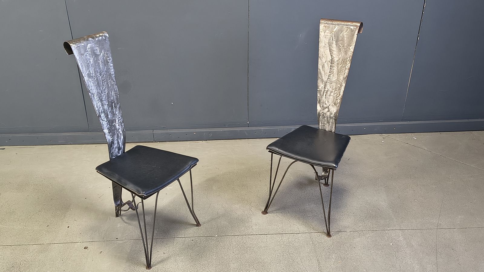Hand Crafted Steel And Stone Dining Set, 1970s   Vintage Dining Set   Hand Crafted Dining Set   Post Modern Dining Table And Chairs photo 2500.0