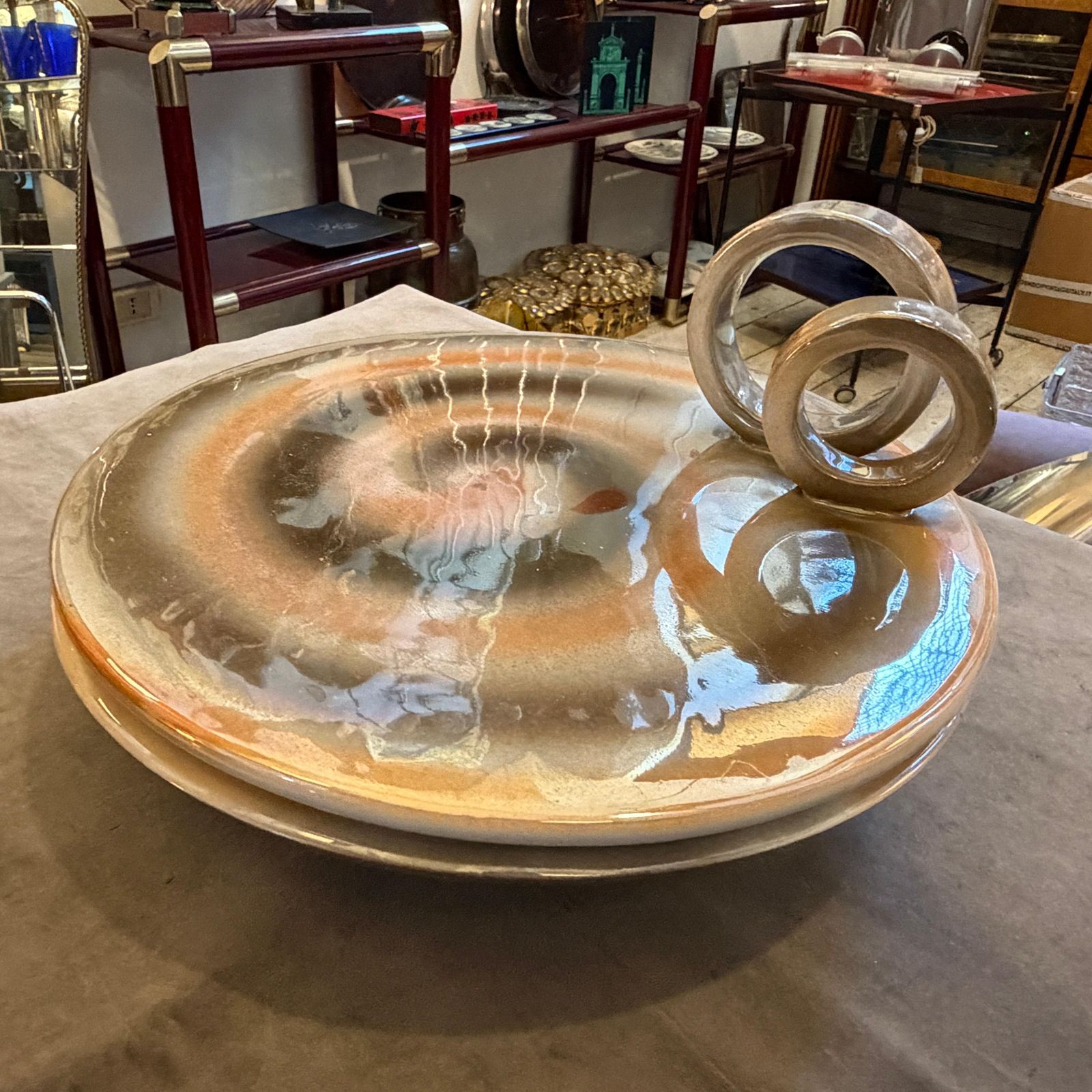 A Rare 1950s Mid Century Modern " Lustro " Italian Ceramic Centerpiece photo for sale