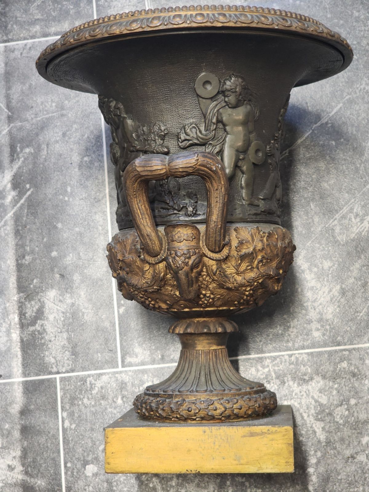 Garden Decor 19th Century Grand Tour Bronze Medici Style Urn photo