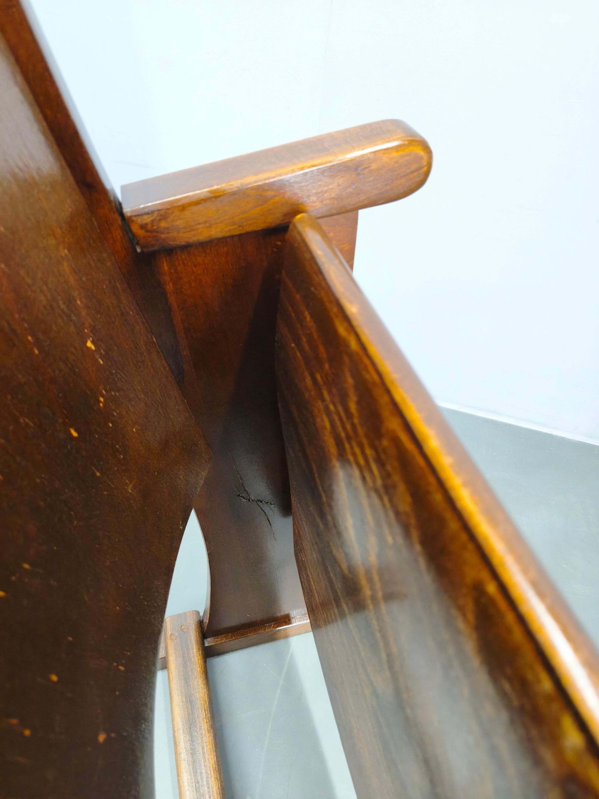 1940s Thonet Style Cinema Chair, Beech Wood Folding Seat photo vintage
